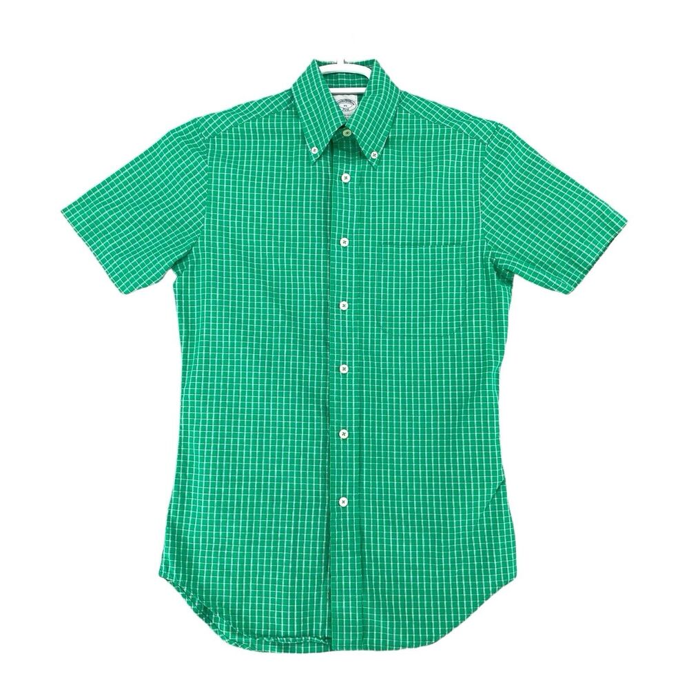 Brooks Brothers Men's Button Down‎ Short Sleeve Blue Check Shirt XS